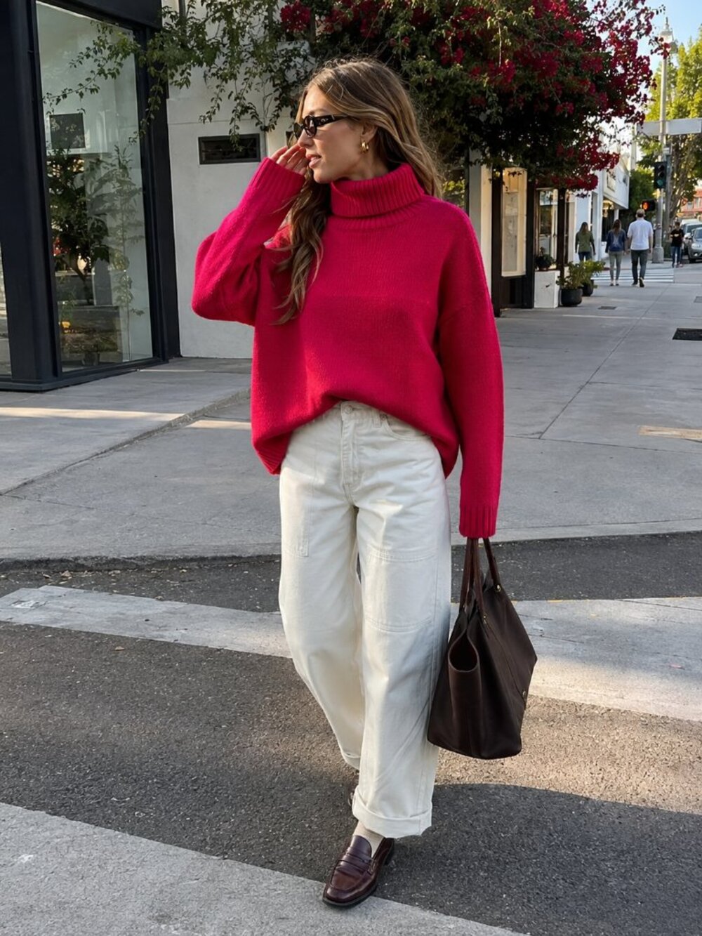The Fifth Label Bonded Hot Pink Fuchsia Oversized Turtleneck Knit Sweater NWT